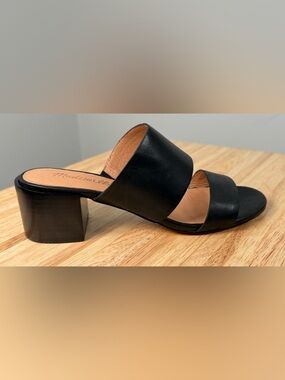 Madewell Kiera Mule Sandal Black Leather Heels